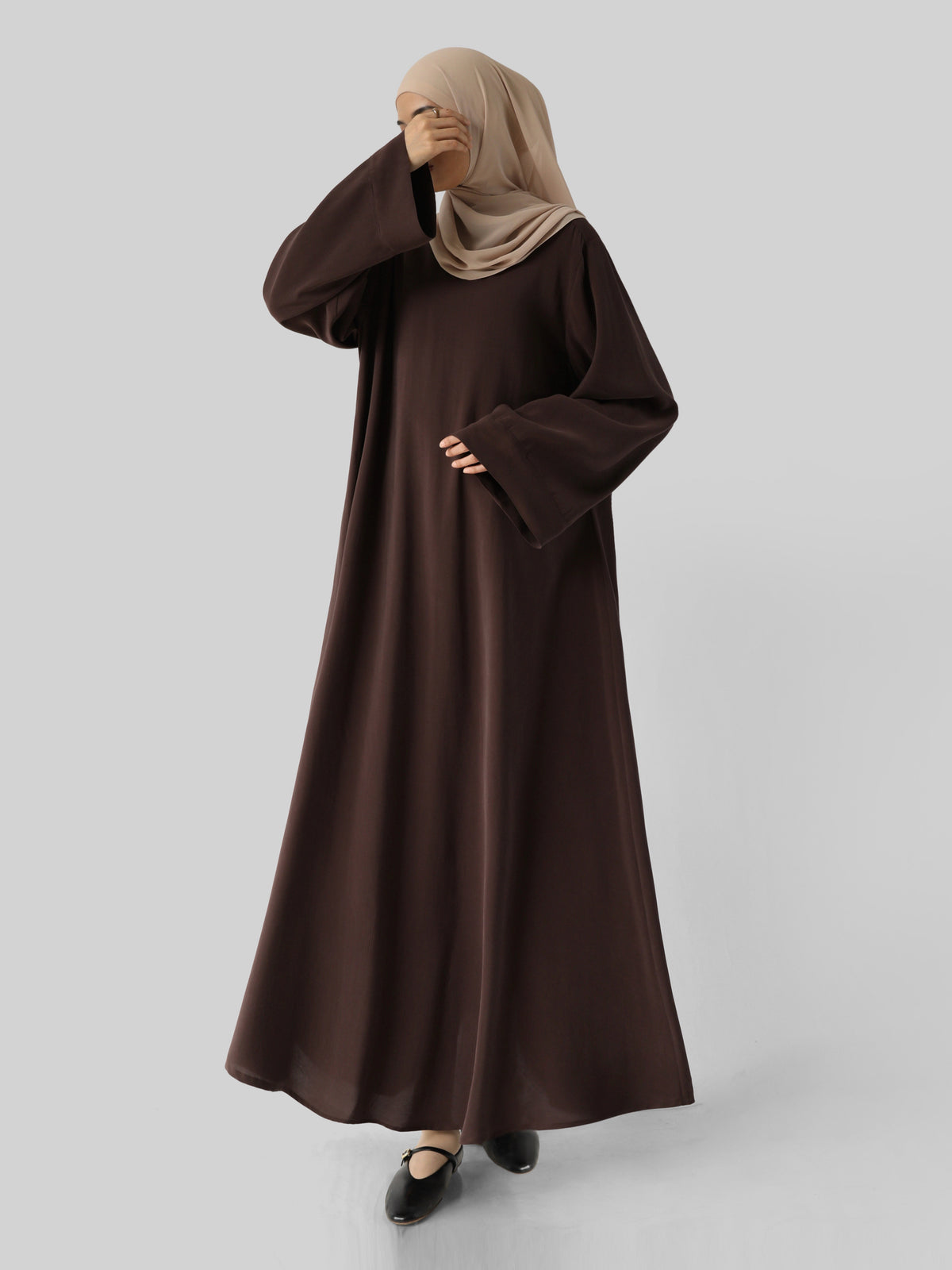 FASHIONLINK - SABAMODEST - VISCOSE SUEDE LOOSE DRESS ESPRESSO