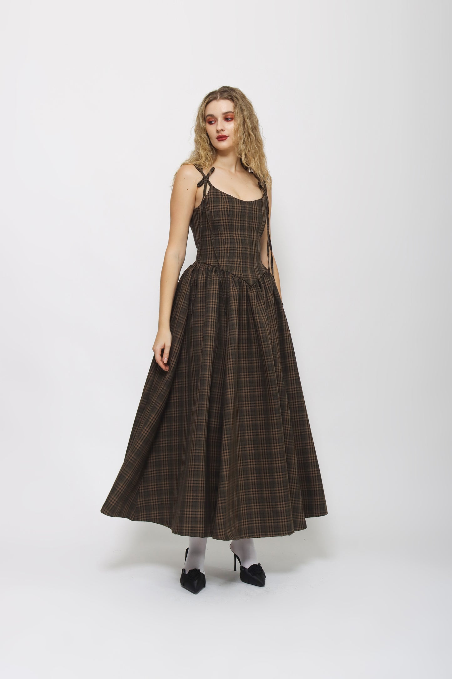 Starry - Vessara Dress in Brown Plaid [PRE-ORDER]