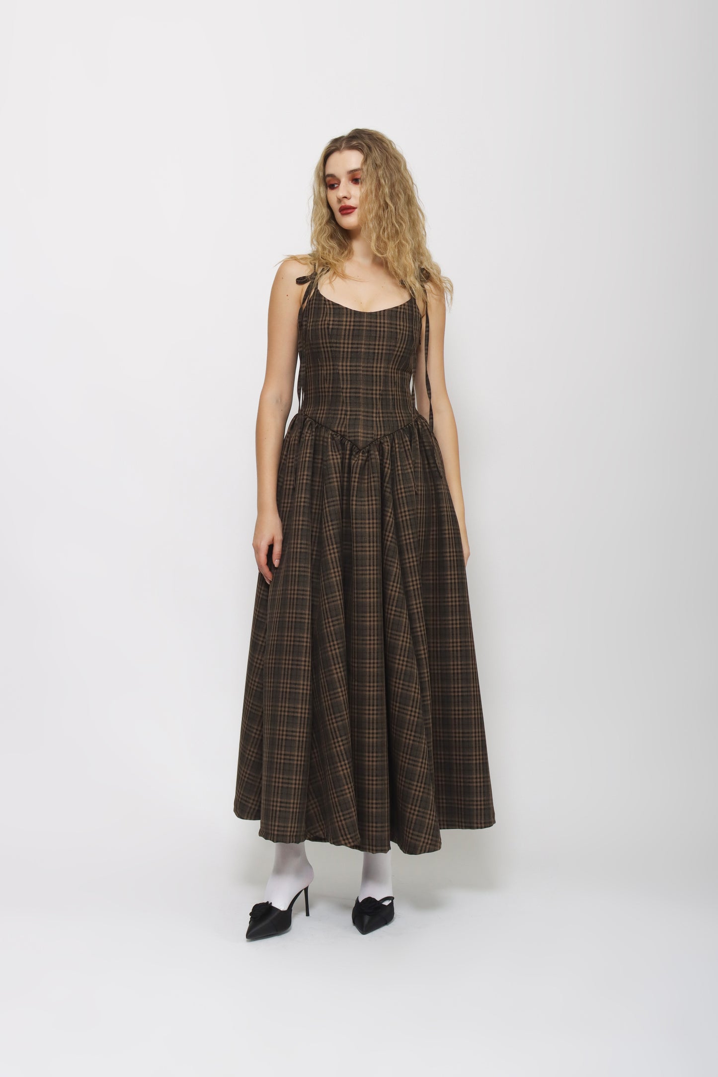 Starry - Vessara Dress in Brown Plaid [PRE-ORDER]