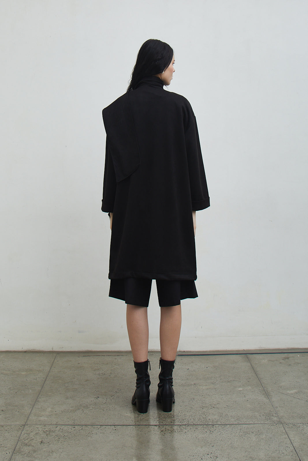 Shop At Velvet - Monsieur Suede Black Jacket with Detachable Scarf [PRE-ORDER 3 DAYS]