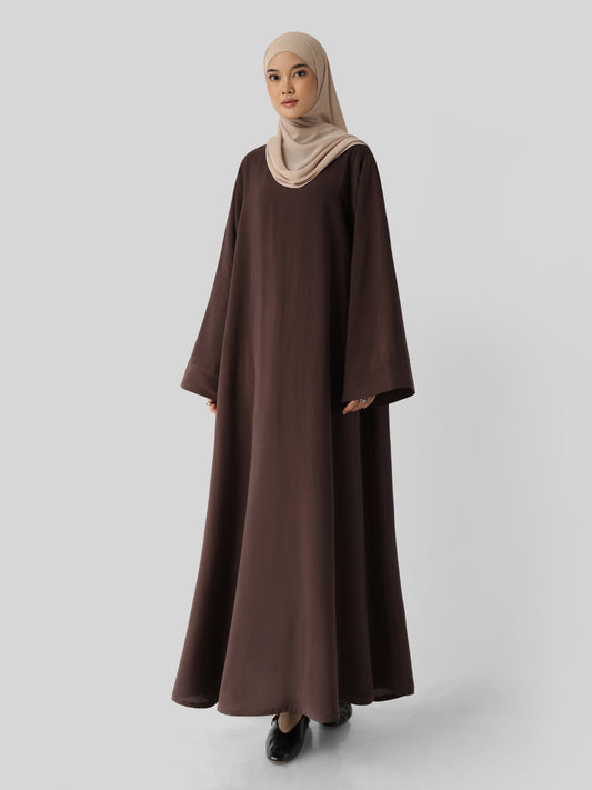 FASHIONLINK - SABAMODEST - VISCOSE SUEDE LOOSE DRESS ESPRESSO