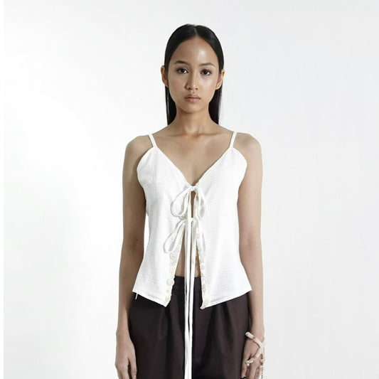 FASHIONLINK - MOTE MOTE - BUTTON TANK WHITE