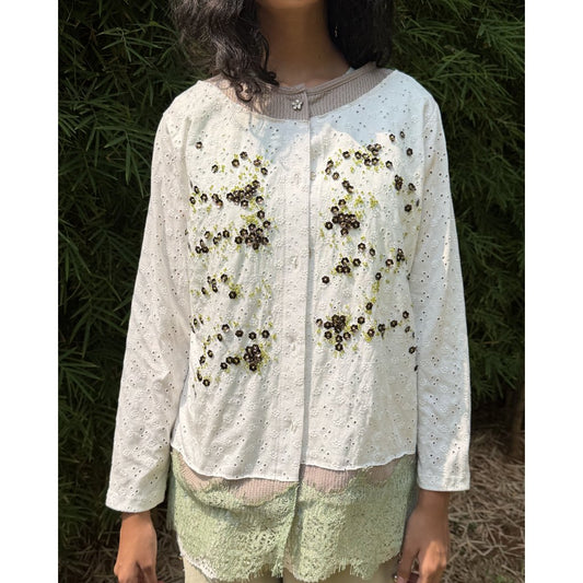 FASHIONLINK - TOKODIDIYO - CIELE BEADED CARDIGAN - WHITE